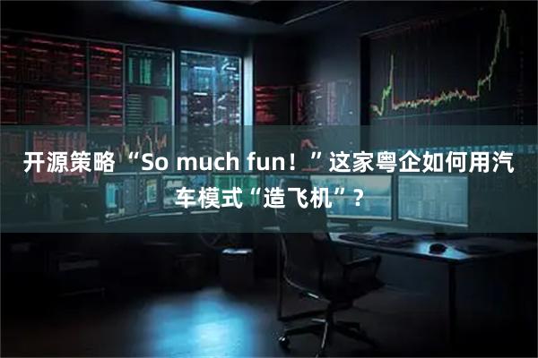 开源策略 “So much fun！”这家粤企如何用汽车模式“造飞机”？