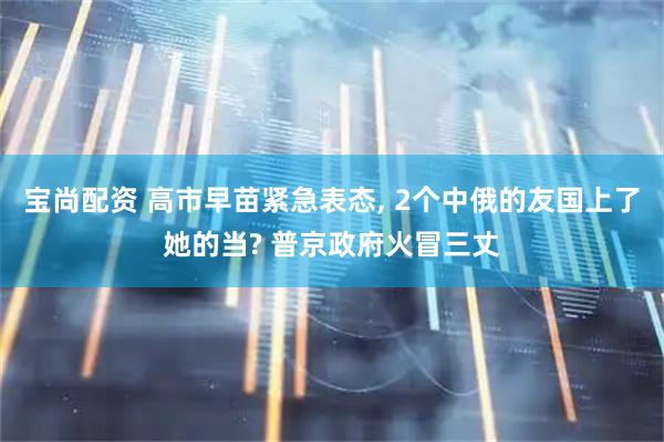 宝尚配资 高市早苗紧急表态, 2个中俄的友国上了她的当? 普京政府火冒三丈